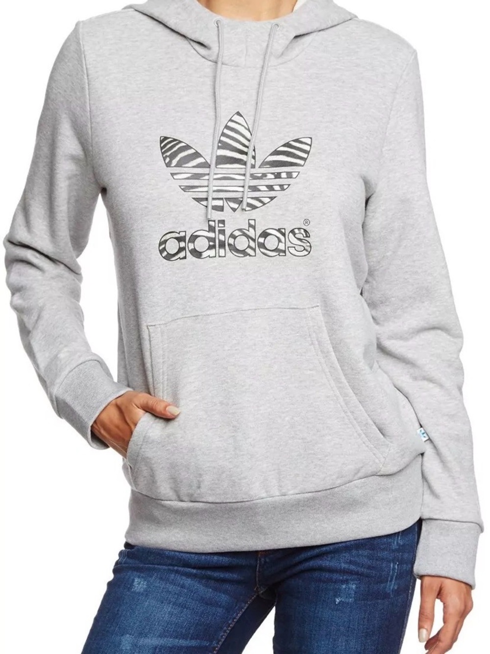 adidas Light Gray Trefoil Pullover Hoodie